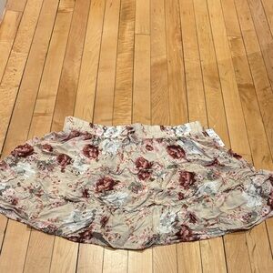 Ardene Floral Skater Skirt in Beige and Red